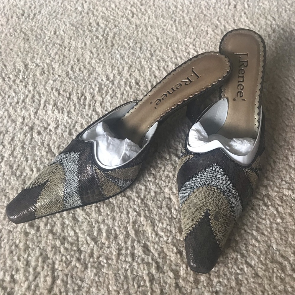 J. Renee Metallic Snakeskin Kitten Heel